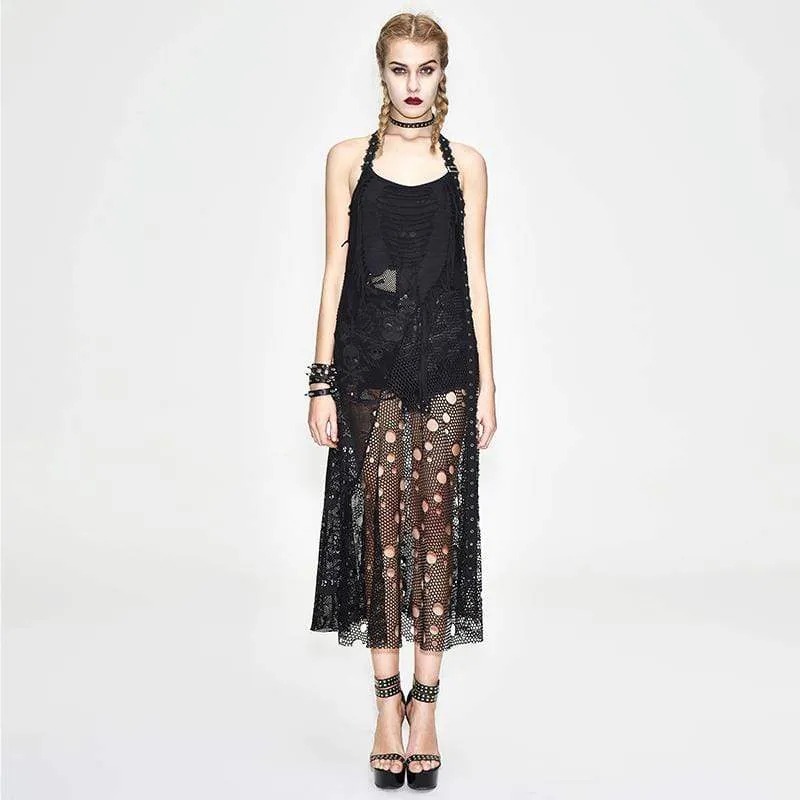 Frauen Grunge Net Over Skirt