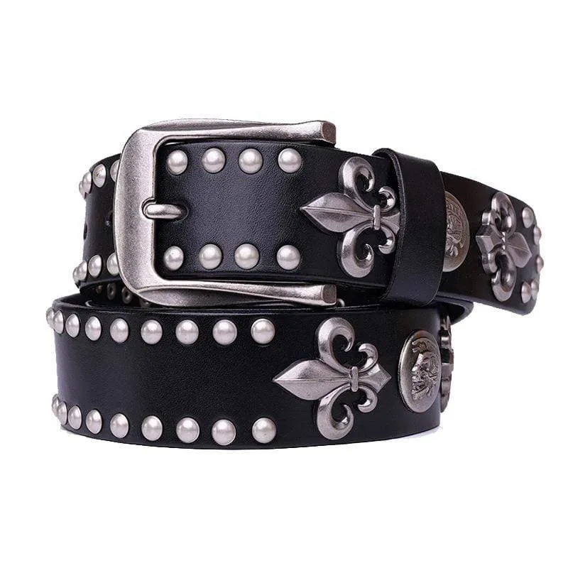 Herren Punk Rock Skull Rivet Studded Gürtelschnalle Gürtel
