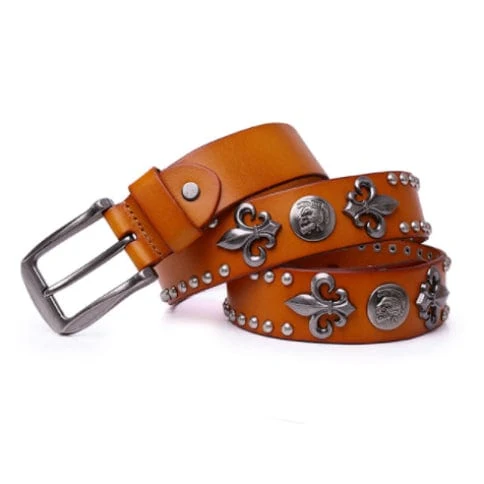 Herren Punk Rock Skull Rivet Studded Gürtelschnalle Gürtel