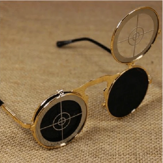 Herren Steampunk Flip Up Bullseye Target Sonnenbrille