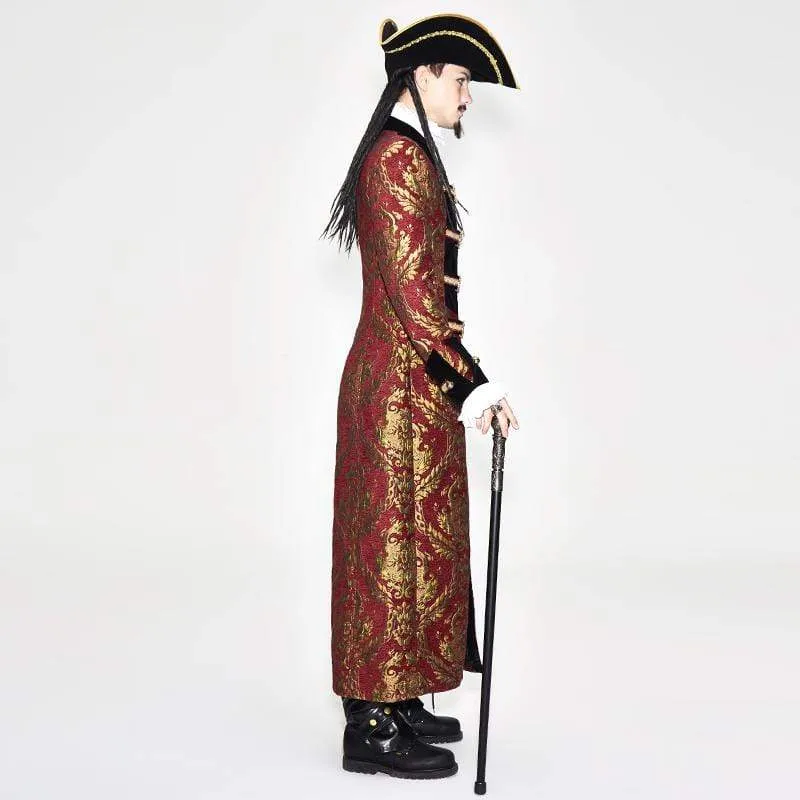 Herren Rot und Gold Vintage Long Coat
