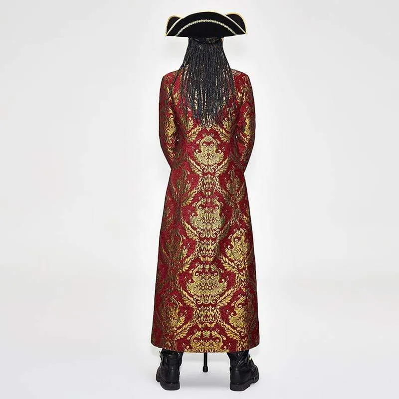 Herren Rot und Gold Vintage Long Coat