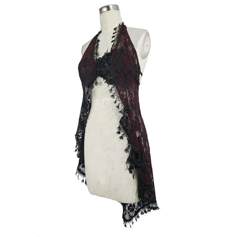 Frauen Red & Black Neckholder Top