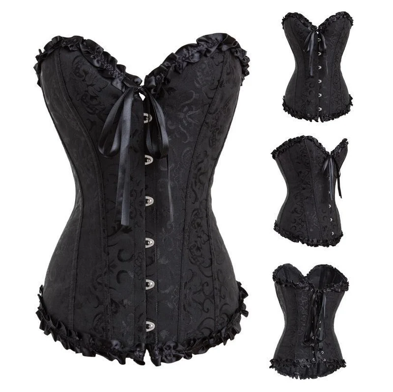 Plus Size ohne Knochen Lace Korsett Damen Dessous mit G-String