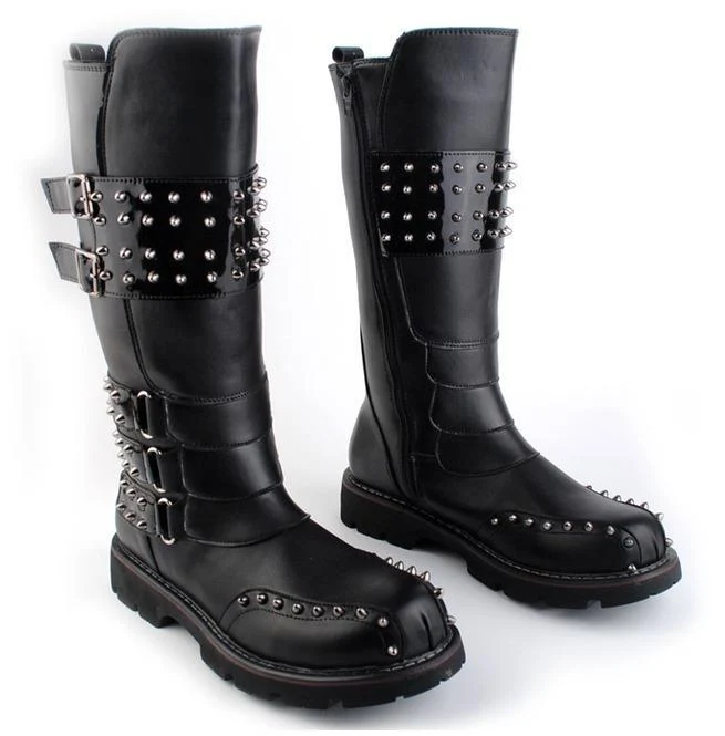 Herren Buckle Strap Punk Rivet Reitstiefel Martin Boots