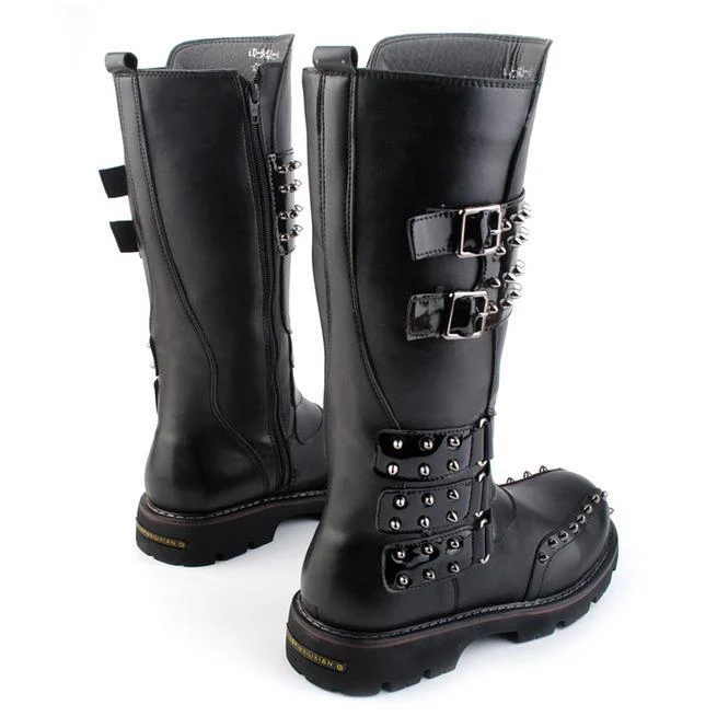 Herren Buckle Strap Punk Rivet Reitstiefel Martin Boots