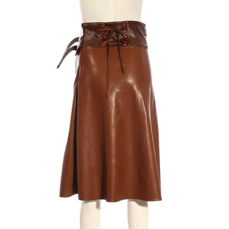 Damen Steampunk Kunstleder Halbrock