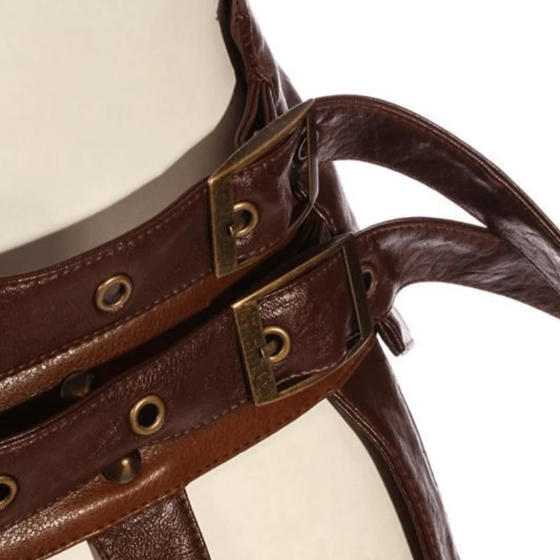 Damen Steampunk Kunstleder Halbrock