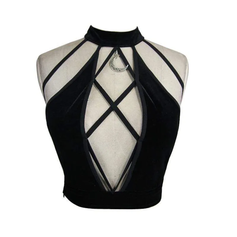 Damen Strappy Punk Neckholder Top
