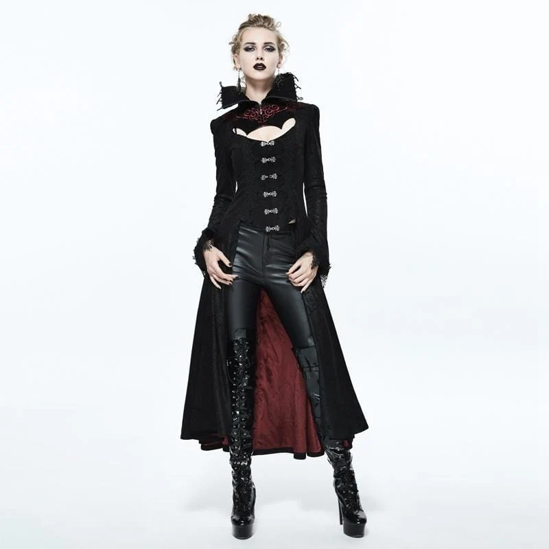 Frauen Goth Gehrock Mit Stehkragen