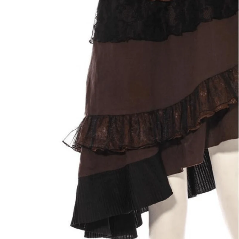 Asymmetrischer Steampunk-Rock mit Rüschen aus Netz und Spitze für Damen