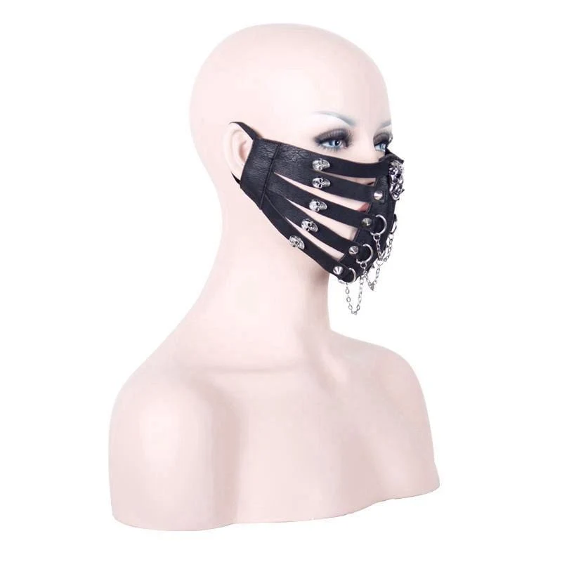 Frauen Goth Schädel Nieten Gesichtsmaske