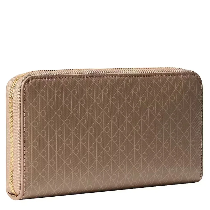 Calvin Klein Emblem AOP Long Zip - Cartera 4cc 19 cm (desert taupe aop)