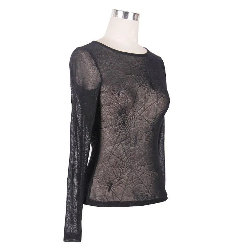 Frauen Goth Mesh Spider Web Top