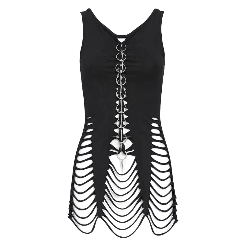 Damen Short Ripped detaillierte Punk-Tanktops