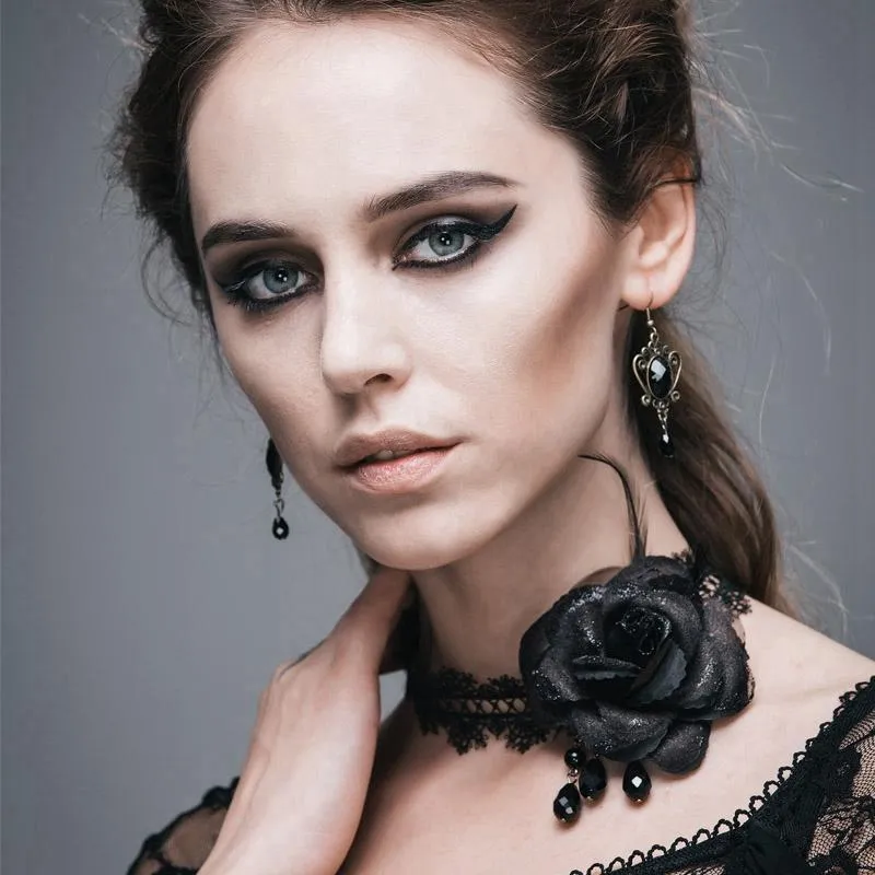 Damen Vintage Lace und Rose Neck Band