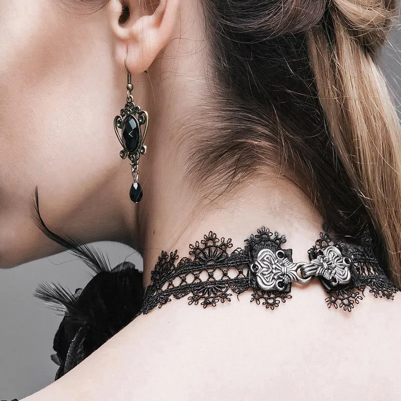 Damen Vintage Lace und Rose Neck Band