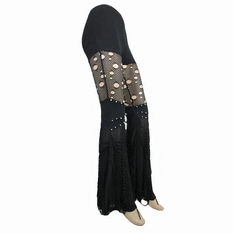Frauen Punk Gaucho Hose Mit Zerrissenen Detaillierung