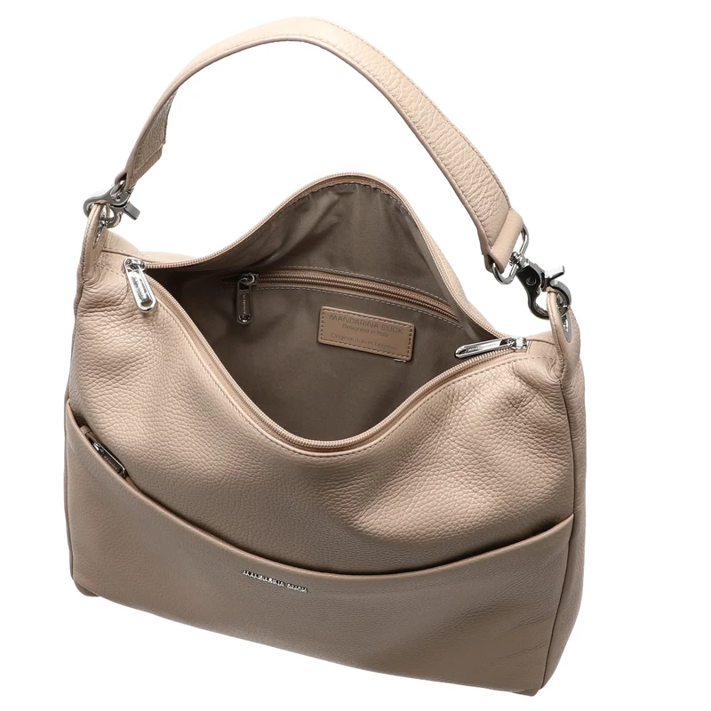 Mandarina Duck Mellow Leather Hobo - Bolso de hombro 33 cm (warm taupe)
