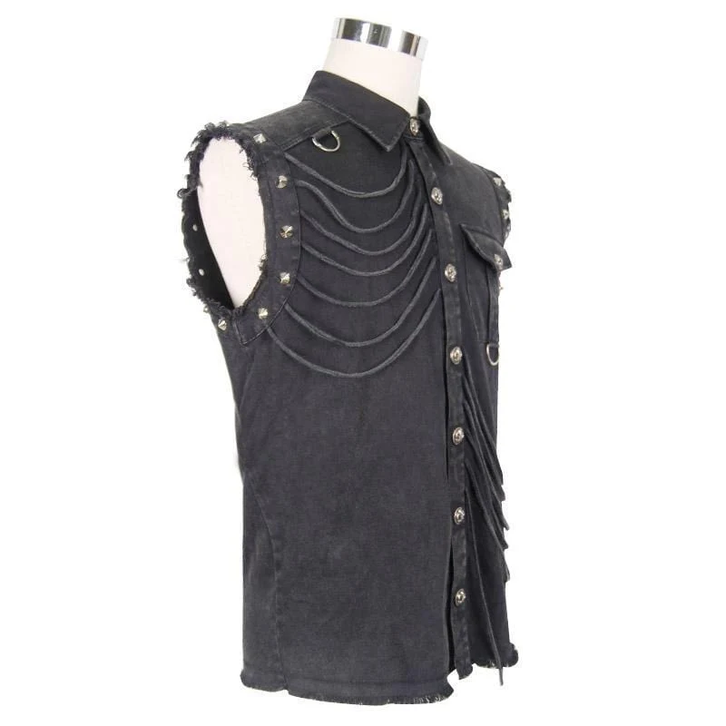 Ärmellose Punk-Weste für Herren im Used-Look
