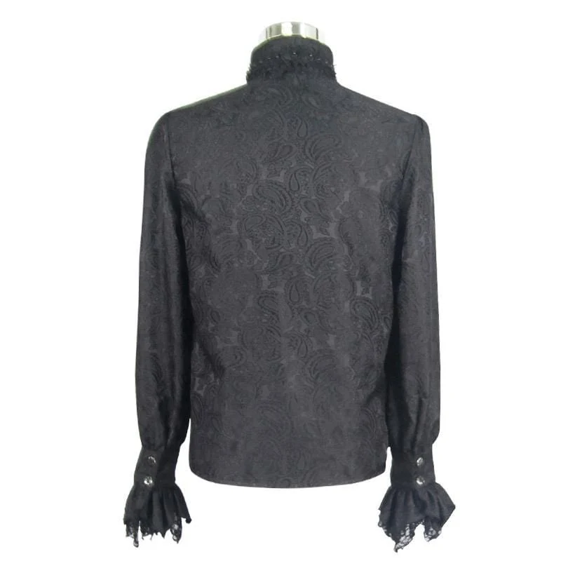 Herren Goth Style Self Design Shirt mit Jabot