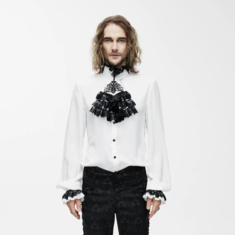 Herren Goth Dress Shirt mit Zier Jabot