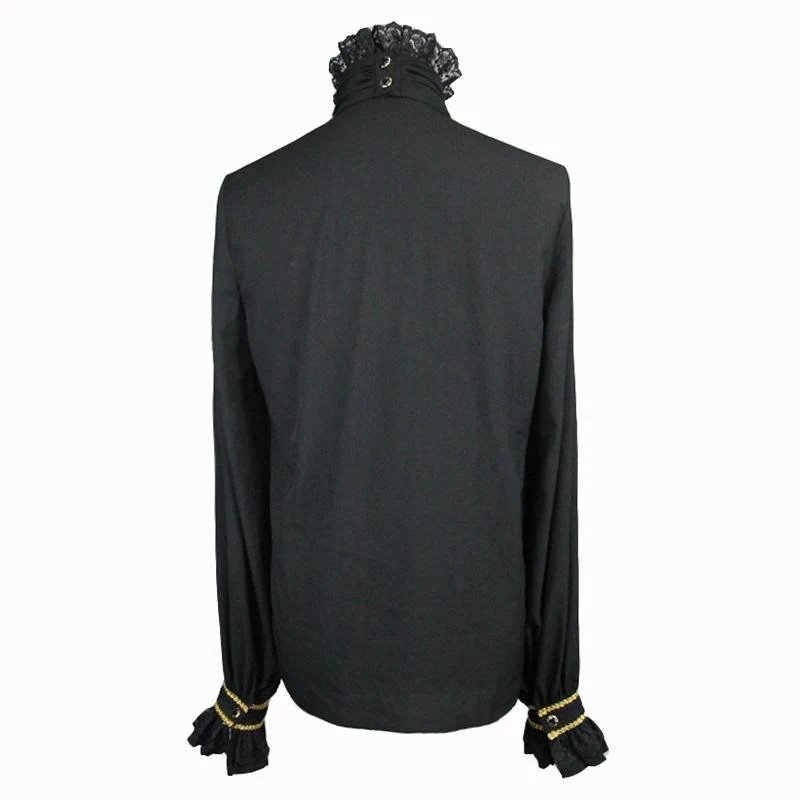 Herren Goth Dress Shirt mit Zier Jabot