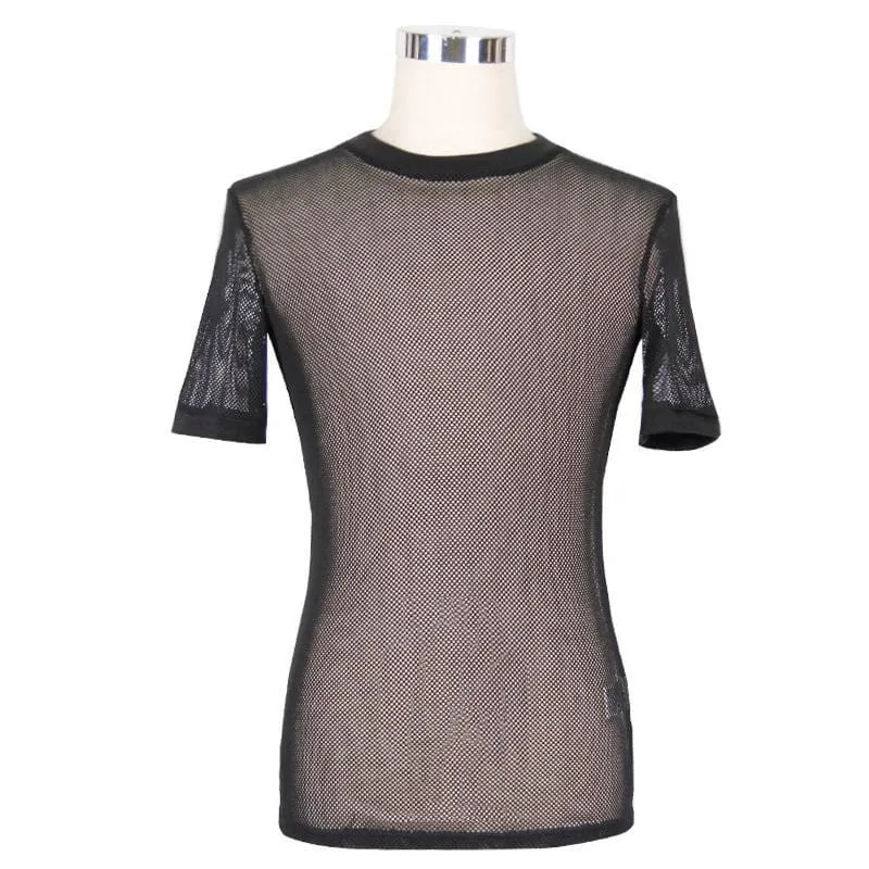 Herren All mesh Kurzarm Punk T-Shirt