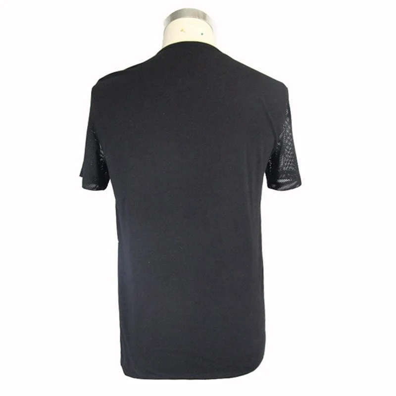 Herren Kurzarm Mesh Band Punk T-Shirt