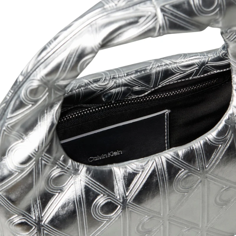 Calvin Klein Puffy Mini Bag - Bolso bandolera 26 cm (silver metallic)