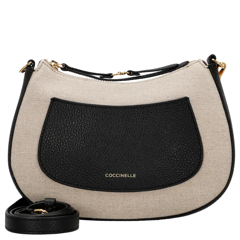 Coccinelle C-Easy Canvas - Bolso bandolera 22 cm (natural/noir)