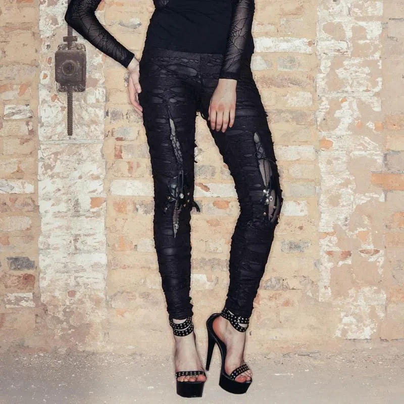 Frauen Punk Layered Distressed Hose