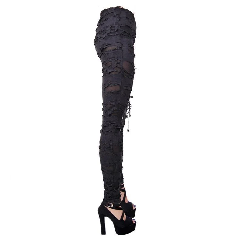 Frauen Punk Layered Distressed Hose