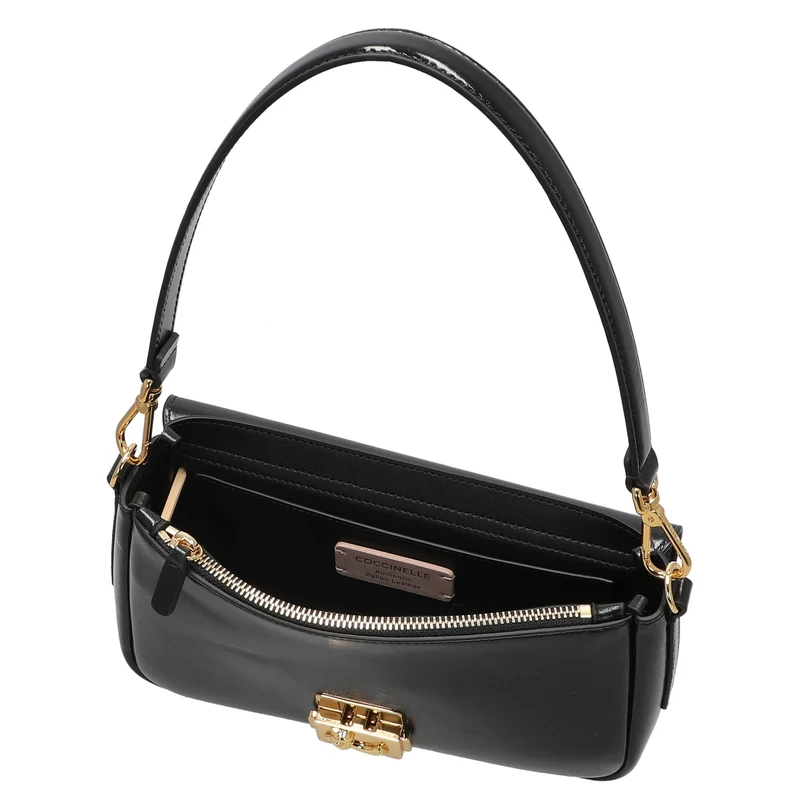 Coccinelle C-Me Lock Shiny Medium - Bolso de hombro 24 cm (noir)
