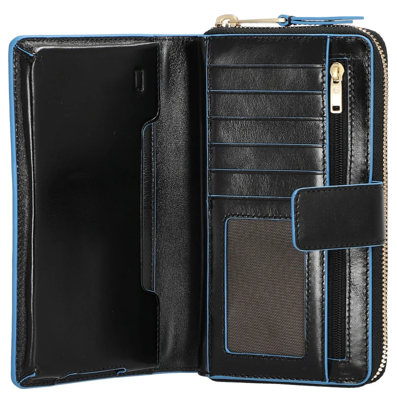 Piquadro Blue Square - Cartera de mujer 12cc 17.5 cm (black)