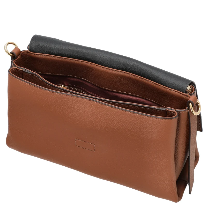 Coccinelle Boheme Grana Double - Bolso bandolera 26 cm (color: cognac/noir)