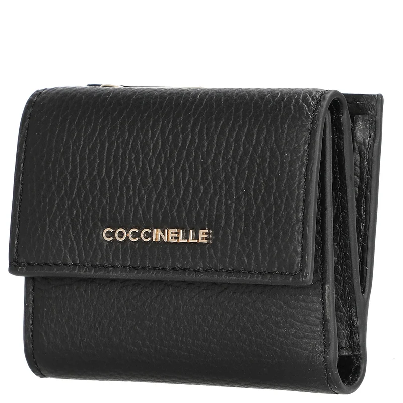 Coccinelle Metallic Soft - Cartera 5 ranuras para tarjetas 9,5 cm (Color: noir)