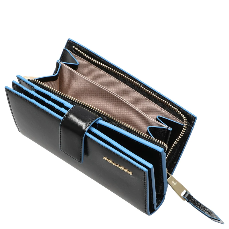 Piquadro Blue Square - Cartera de mujer 12cc 15.5 cm (black)