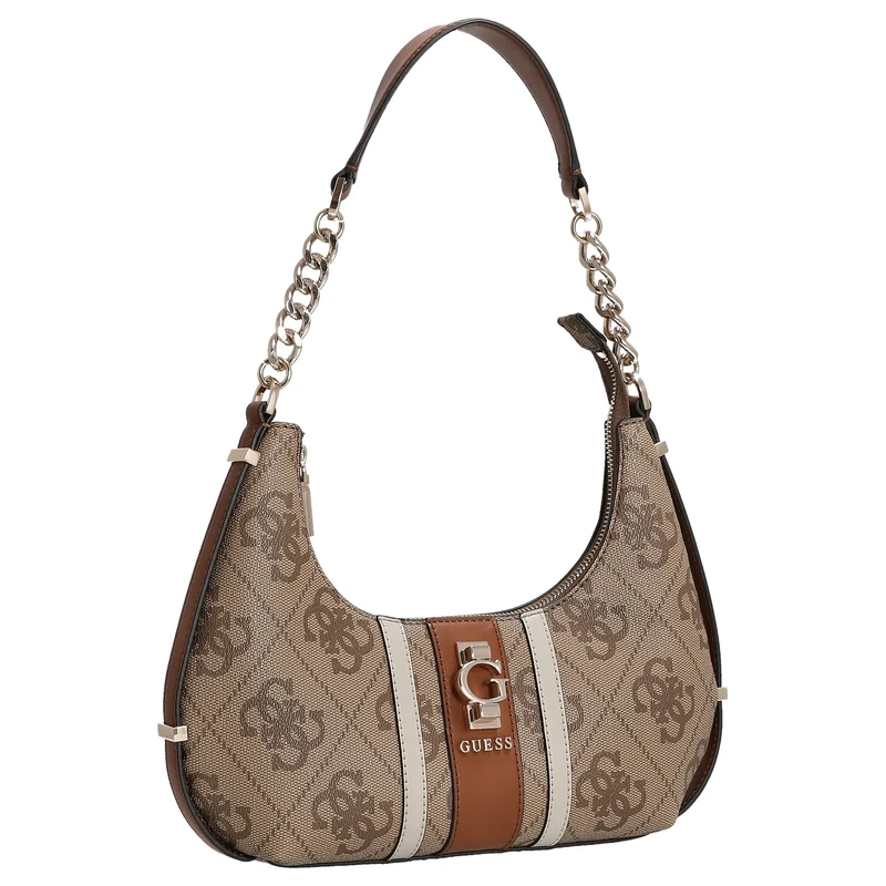 Guess Erenia Top Zip - Bolso de hombro (logo latte)