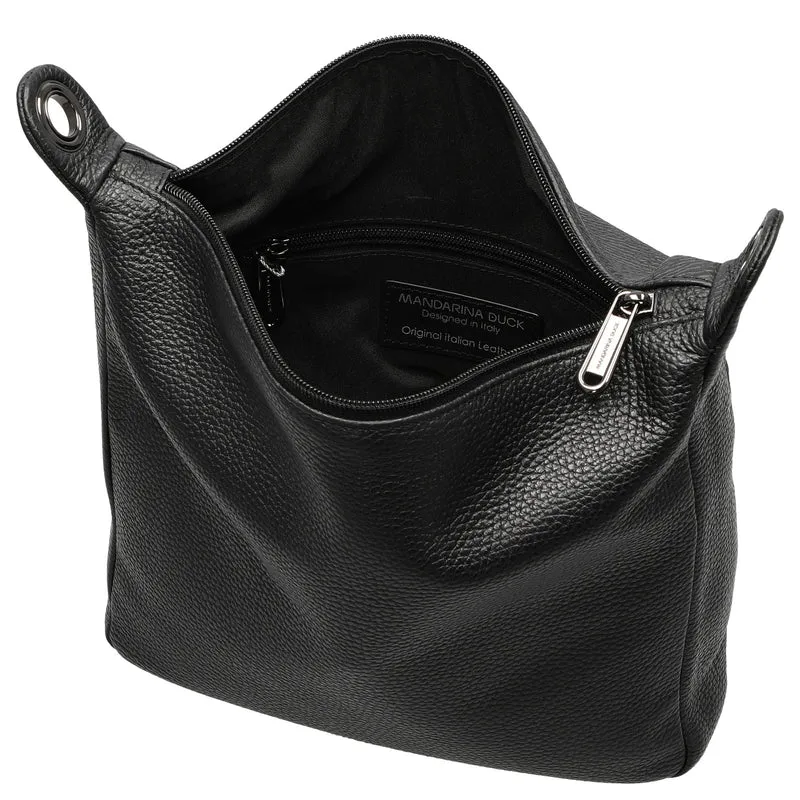 Mandarina Duck Mellow Leather - Bolso de hombro 28 cm (nero)