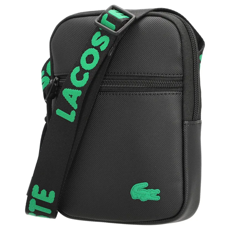 Lacoste CST - Bandolera 21 cm (tejido jacquard negro)