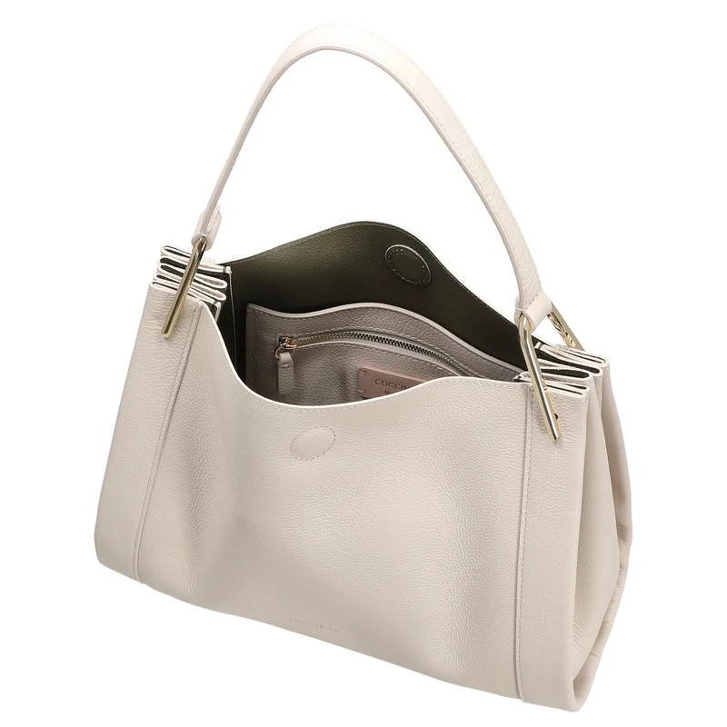 Coccinelle Wallace - Bolso de hombro 28 cm (lambskin white/laurel green)